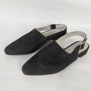 Vintage Christian Dior Pointed Toe Buckle Slingback Pumps Size 35 Black Suede